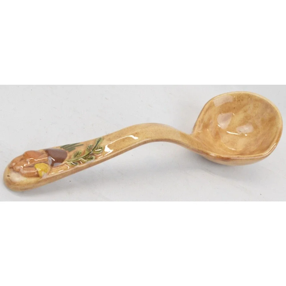 Vintage Pottery Arnel’s 3D Mushroom Shape Ceramic Serving Bowl Soup Tureen Ladle